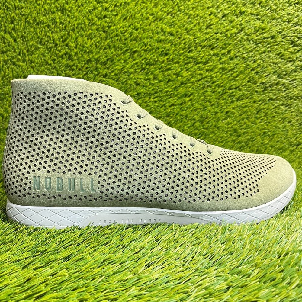 Nobull Mid Suede Trainers Mens Size 18 Green White Running Lace Up Shoes Sneaker